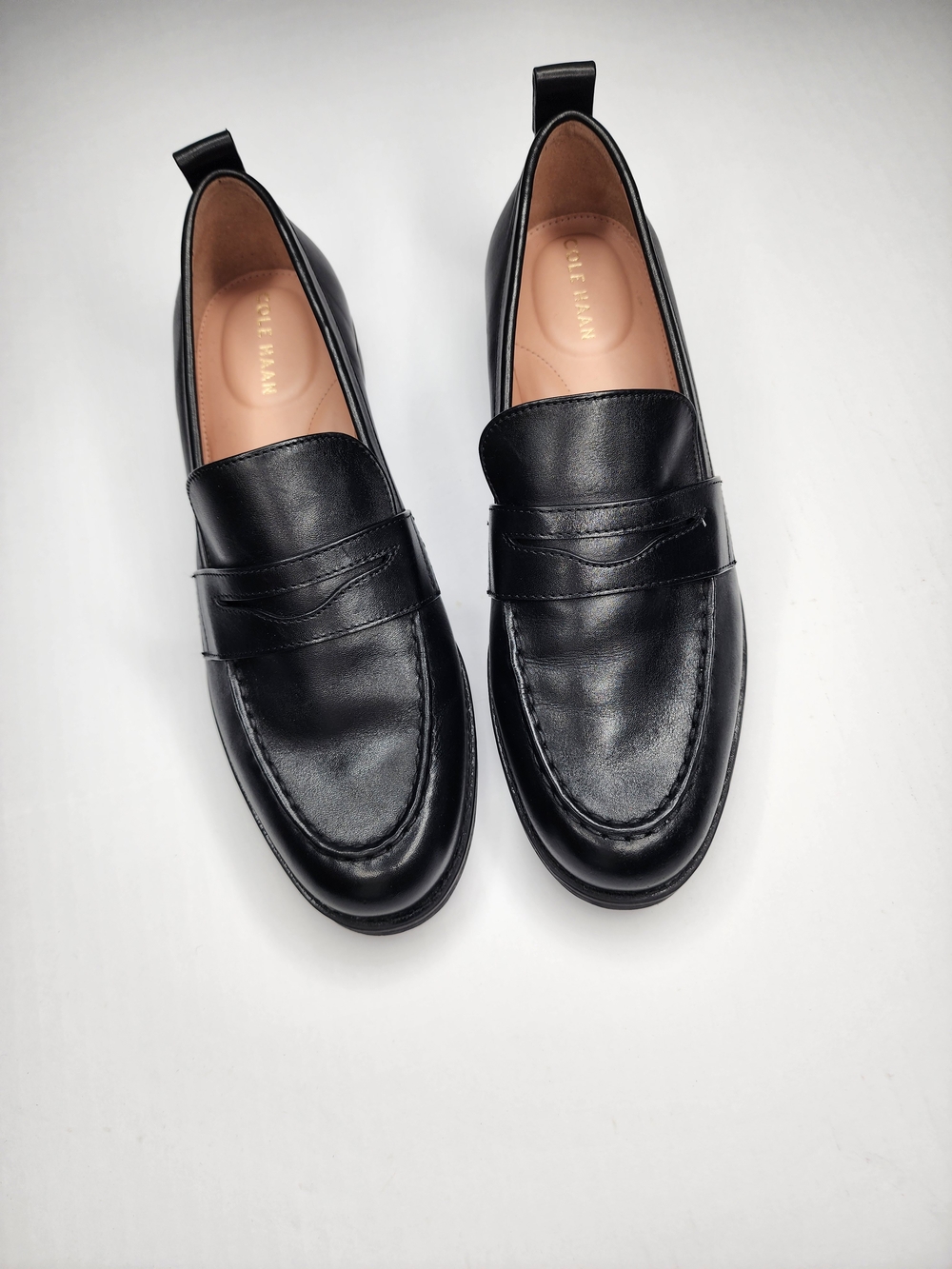 Cole Haan Women's Black Leather Penny Loafers